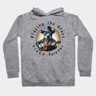 Cool blues dog: Playing the blues (black text) Hoodie